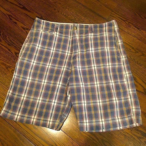 AE Longer Length Blue Plaid Mens Shorts 36 - Picture 10 of 10